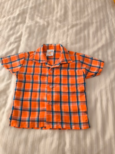 Orange Checked Boys Shirt by Cheeky Chimp — pre-loved on Thrifted.mt