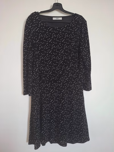 Black polka dot skater dress by Mango — pre-loved on Thrifted.mt