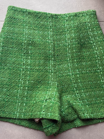 Green Tweed Check Shorts by Zara — pre-loved on Thrifted.mt