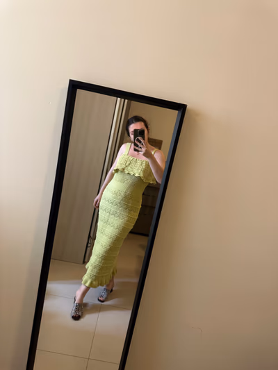 Lime Green Crochet Knit Dress by Zara — pre-loved on Thrifted.mt