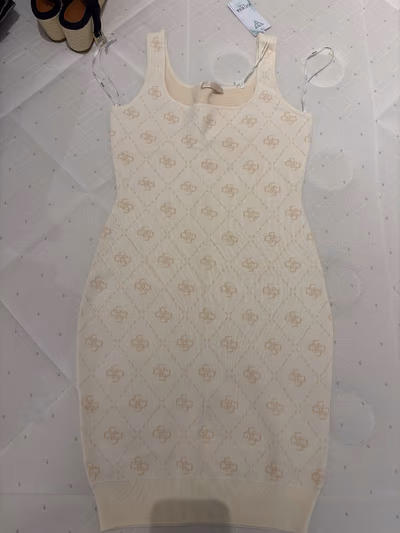 Guess Cream Monogram Knit Dress by Guess — pre-loved on Thrifted.mt