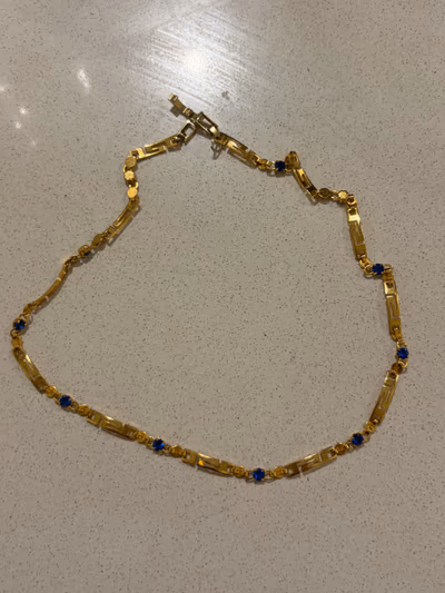 Gold-tone Blue Stone Necklace — pre-loved on Thrifted.mt