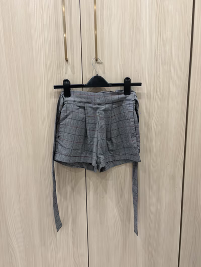 Grey Check Tie Waist Shorts — pre-loved on Thrifted.mt
