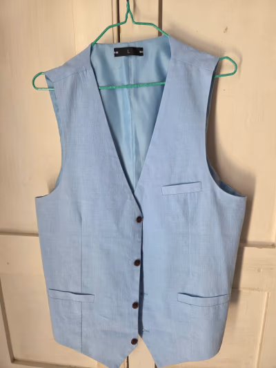 Light Blue Linen Blend Waistcoat by Temu — pre-loved on Thrifted.mt