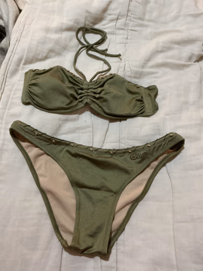 Olive Green Ruched Bikini Set — pre-loved on Thrifted.mt