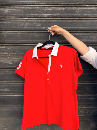 US Polo Red Short Sleeve Polo Shirt