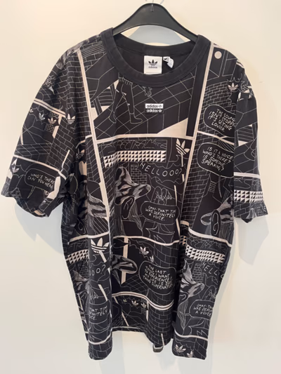 Adidas Comic Graphic Print T-Shirt by Adidas — pre-loved on Thrifted.mt
