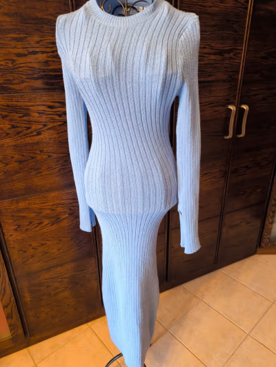 Light Blue Ribbed Knit Dress by Zara — pre-loved on Thrifted.mt