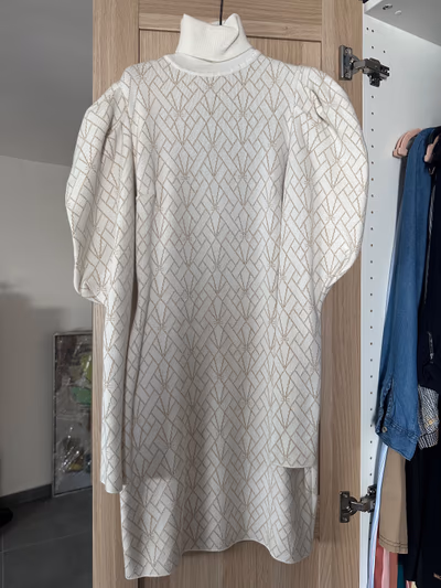 Elisabetta Franchi Cream Geometric Turtleneck Knit Jumper — pre-loved on Thrifted.mt