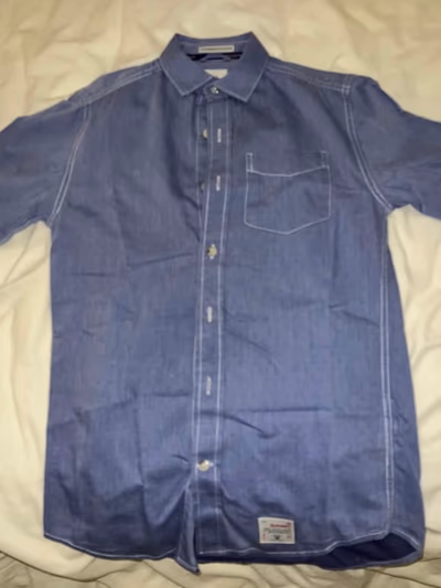 Superdry Classic Blue Cotton Button-Down Shirt by Superdry — pre-loved on Thrifted.mt