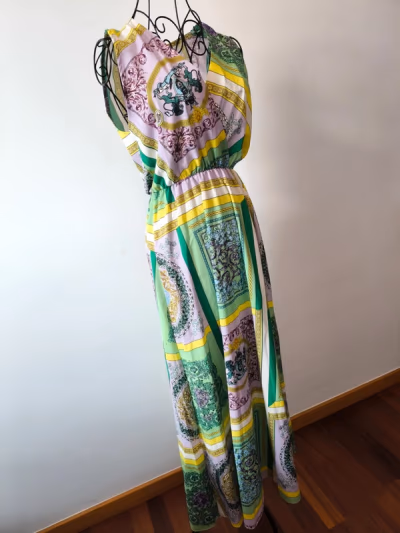 Baroque Print Sleeveless Maxi Dress — pre-loved on Thrifted.mt