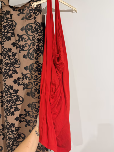 Red halter cowl neck dress by ASOS DESIGN — pre-loved on Thrifted.mt