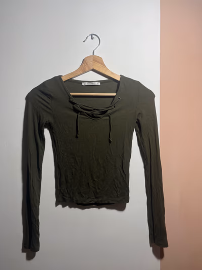 Lace Up Long Sleeve Top by Pull&Bear — pre-loved on Thrifted.mt