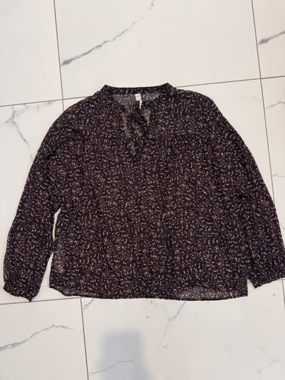 Mango Printed Tie-Neck Transparent Blouse by Mango — pre-loved on Thrifted.mt