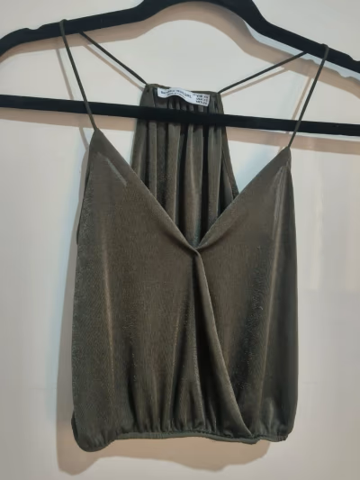 Bershka Olive Green Cami Top by Bershka — pre-loved on Thrifted.mt