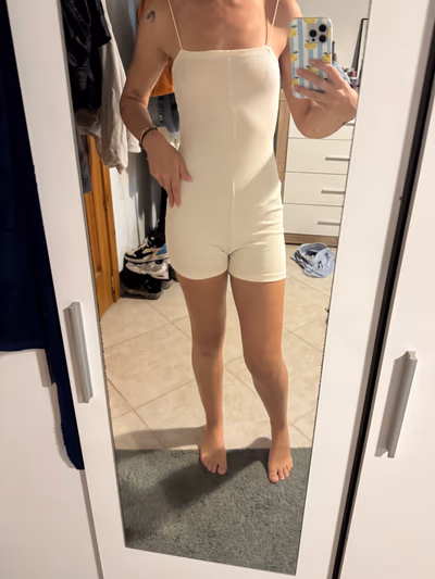 Cream rib knit playsuit by Zara — pre-loved on Thrifted.mt