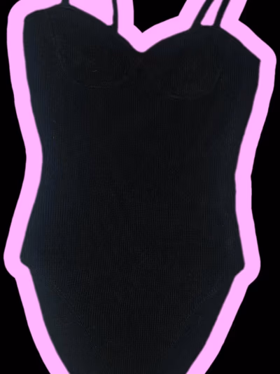 Zara - Black ribbed sweetheart neckline bodysuit by Zara — pre-loved on Thrifted.mt