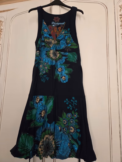 Desigual Blue Floral Ballon Dress  by Desigual — pre-loved on Thrifted.mt