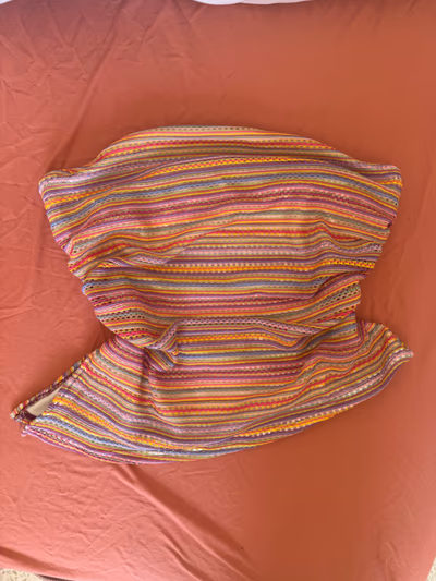Multicoloured striped strapless tube top — pre-loved on Thrifted.mt