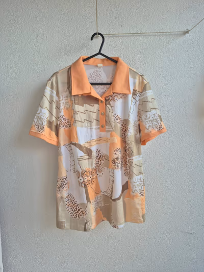 Abstract print vintage polo shirt