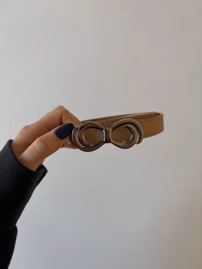 Skinny Tan Belt Silver Buckle by Centro Moda — pre-loved on Thrifted.mt