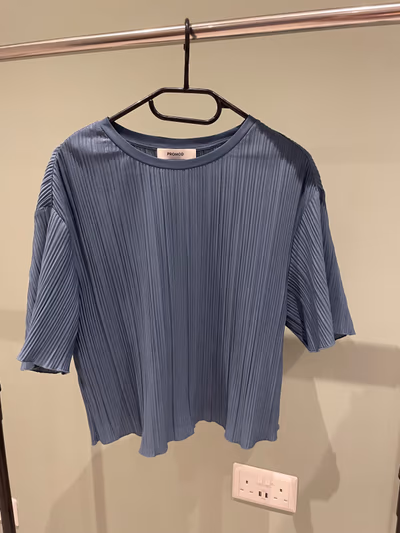 Pleated blue short sleeve top by Promod — pre-loved on Thrifted.mt