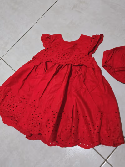 Mothercare Red Eyelet Baby Dress Set by Mothercare — pre-loved on Thrifted.mt