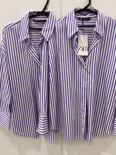 Zara Striped Purple White Shirt by Zara — pre-loved on Thrifted.mt