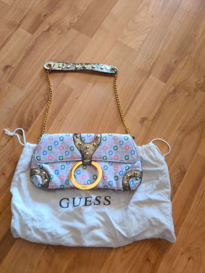 Guess colourful monogram shoulder bag by Guess — pre-loved on Thrifted.mt
