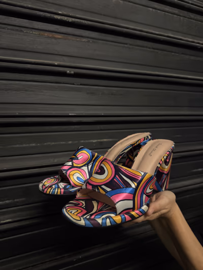 Psychedelic Platform Wedge Mules by Sweet Shoes — pre-loved on Thrifted.mt