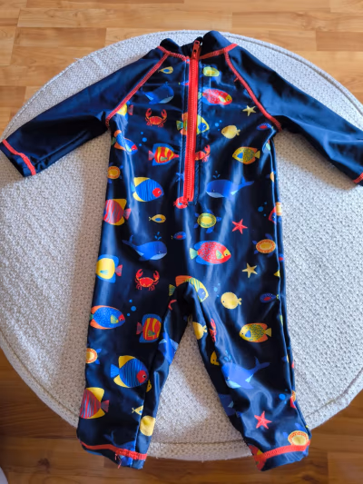 Baby fish print swimsuit by Mothercare — pre-loved on Thrifted.mt