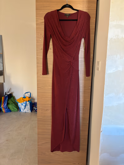Lipsy burgundy cowl neck maxi by Lipsy — pre-loved on Thrifted.mt