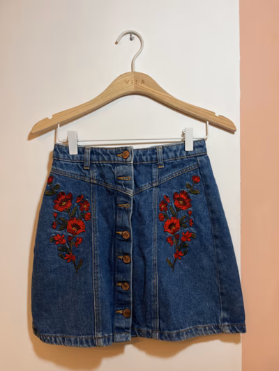 Stradivarius Floral Denim Mini Skirt by Stradivarius — pre-loved on Thrifted.mt