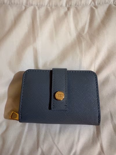 Compact Blue Saffiano Leather Wallet — pre-loved on Thrifted.mt