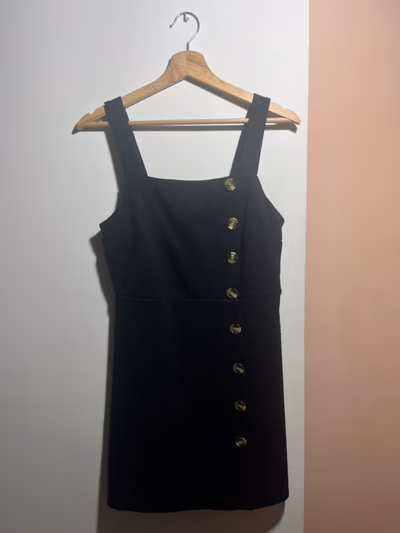Black Pinafore Dress Button Detail by New Look — pre-loved on Thrifted.mt