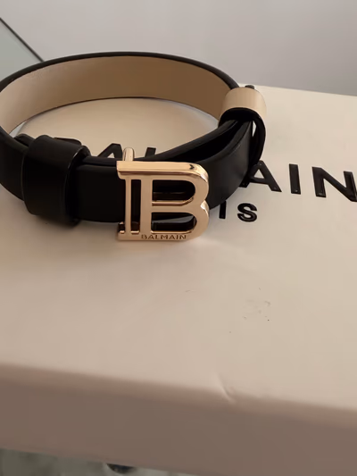 Black Leather Bracelet with Gold Buckle by Balmain — pre-loved on Thrifted.mt