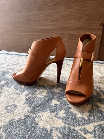 Michael Kors Tan Leather Heels by Michael Kors — pre-loved on Thrifted.mt