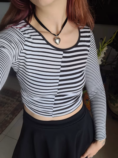 Striped Bershka crop top by Bershka — pre-loved on Thrifted.mt