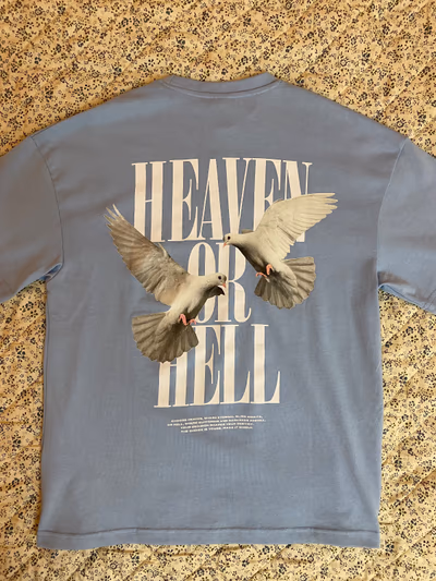 Blue Oversized Graphic Streetwear Tee by Black Squad — pre-loved on Thrifted.mt
