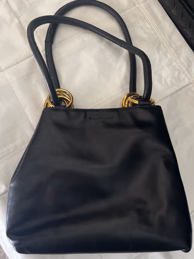 Russell & Bromley Classic Black Leather Shoulder Bag by Russell & Bromley — pre-loved on Thrifted.mt
