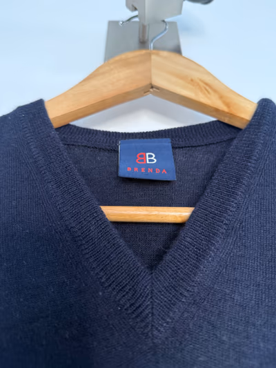 Brenda Classic Navy Blue V-Neck Knit Vest — pre-loved on Thrifted.mt