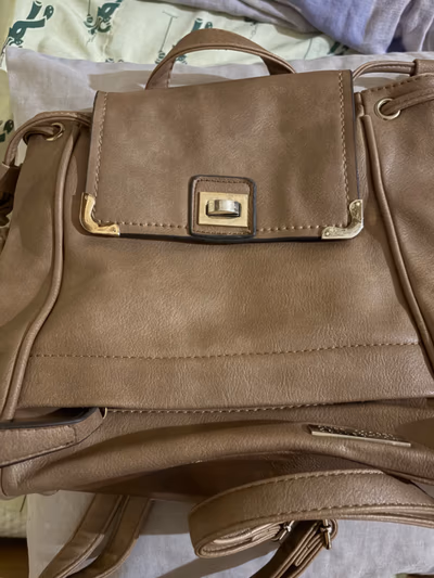 Tan Faux Leather Backpack