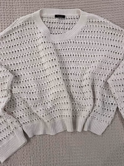 White Open Knit Long Sleeve Sweater by Massimo Dutti — pre-loved on Thrifted.mt