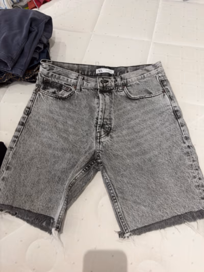 Zara Grey Denim Shorts by Zara — pre-loved on Thrifted.mt