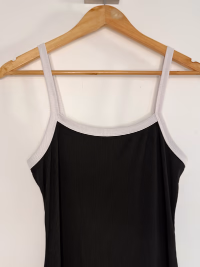 Shein Black Ribbed Maxi Dress with Contrast White Trim — pre-loved on Thrifted.mt