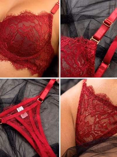 Lingerie Set Crimson Lace by Muuah Lingerie — pre-loved on Thrifted.mt