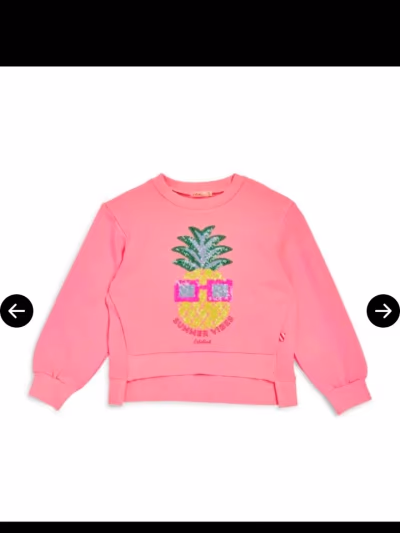 Billieblush Pink Pineapple Sequin Sweatshirt by Billieblush — pre-loved on Thrifted.mt