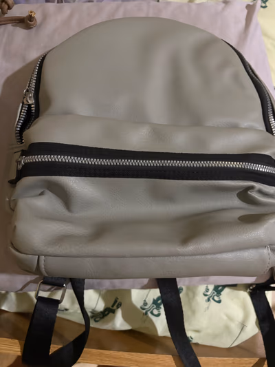 Grey Faux Leather Mini Backpack