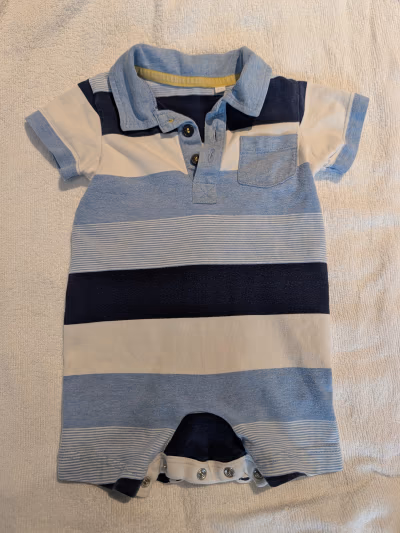 striped cotton baby romper — pre-loved on Thrifted.mt