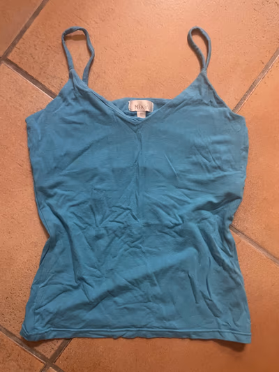Y2K Blue Tank Top with internal elastic around bust, Size M — pre-loved on Thrifted.mt